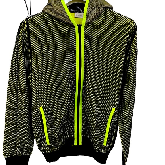 Moncler Other - Moncler men’s hooded quilted sweater neon black sz XL